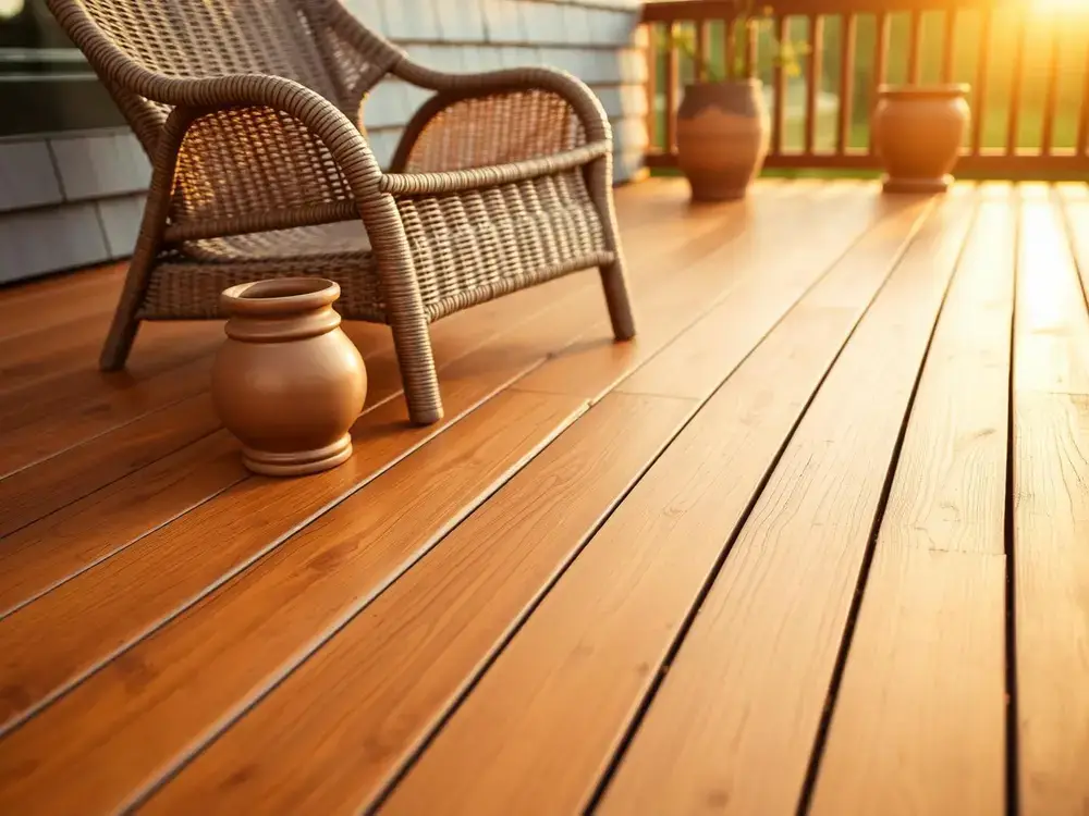 Cedar deck with semi-transparent stain